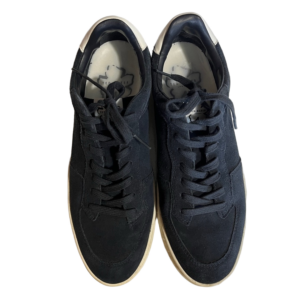 Ted Baker London Men Sneakers Size 9 Navy White Leather Designer Preppy Casual